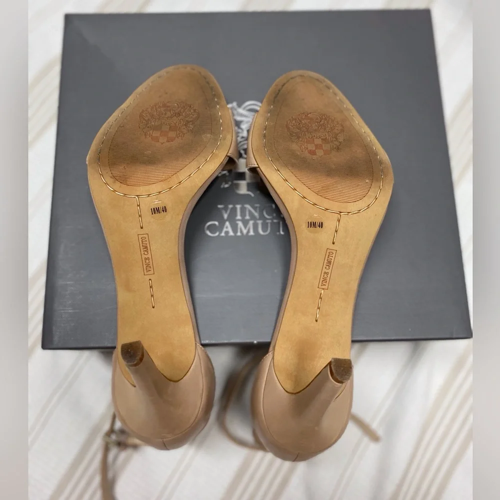 Vince Camuto Nude Leather Court High Heel Sandal sz10 - Picture 8 of 11
